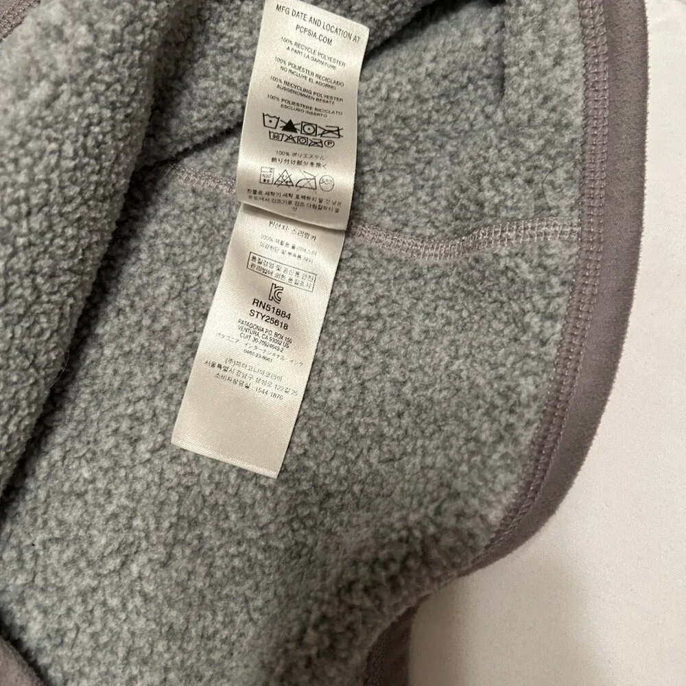 Patagonia Sweater 1/4 Zip Pullover Womens Medium Heather Gray Fleece Knit w Logo - Picture 12 of 12